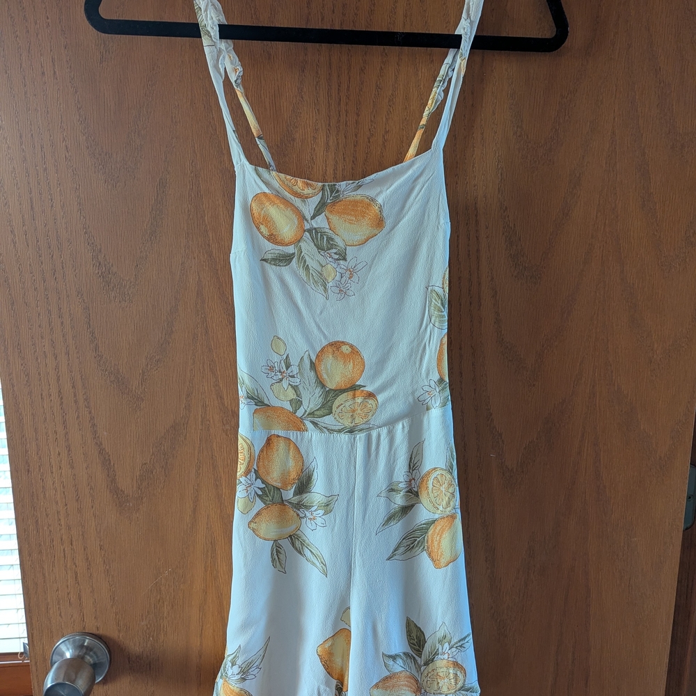 For Love And Lemons White Romper with Orange Accents